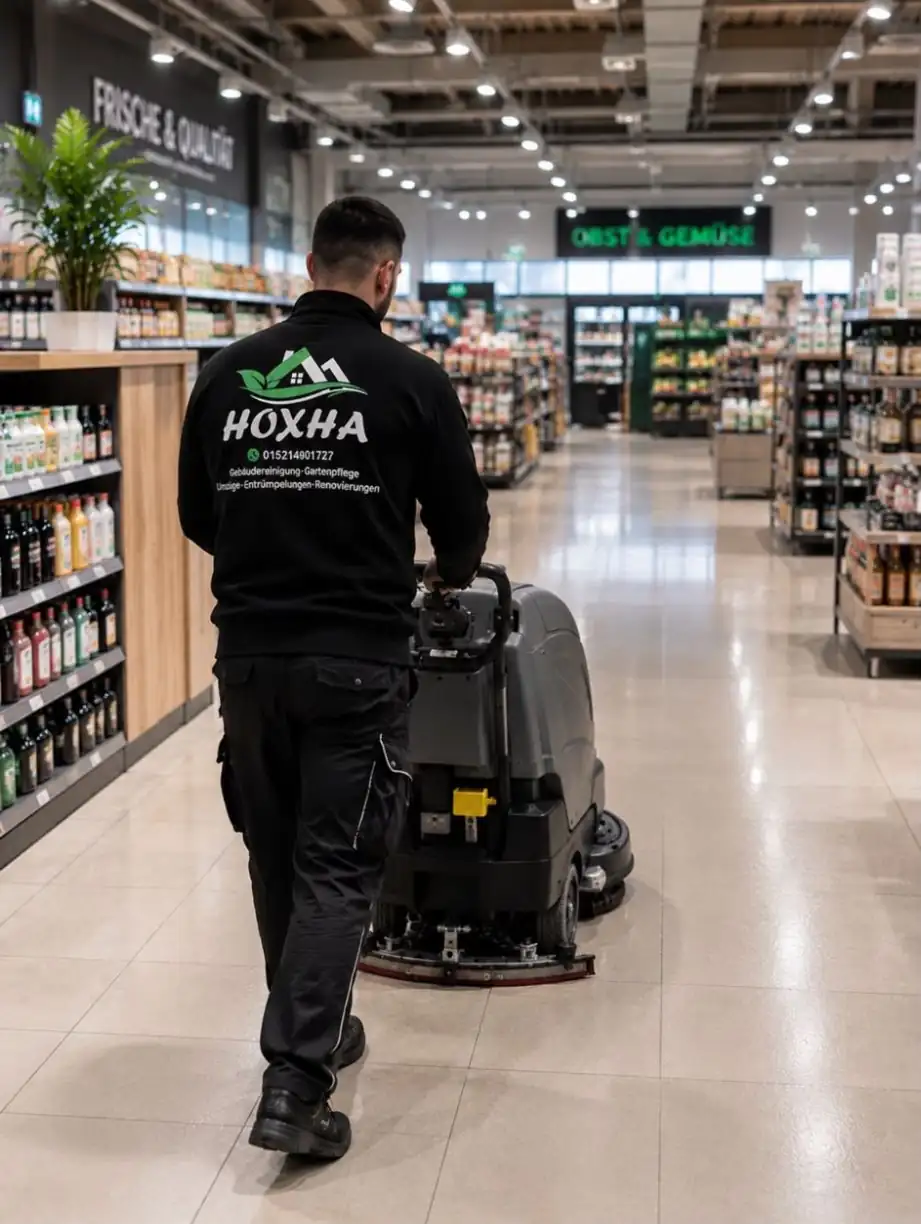 Industriereinigung durch Hoxha in einem Supermarkt in der Region Nürnberg